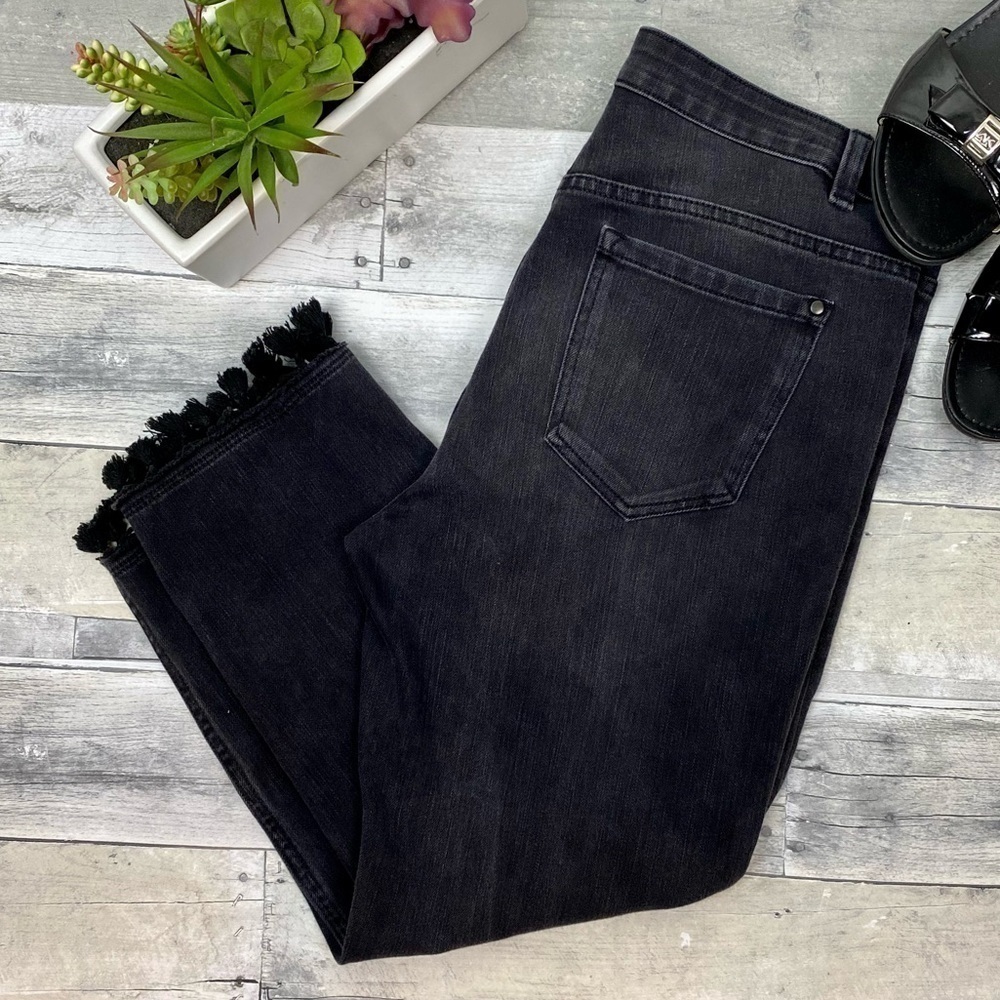 Soft Surroundings Black gray cropped tassel jeans - Picture 1 of 13